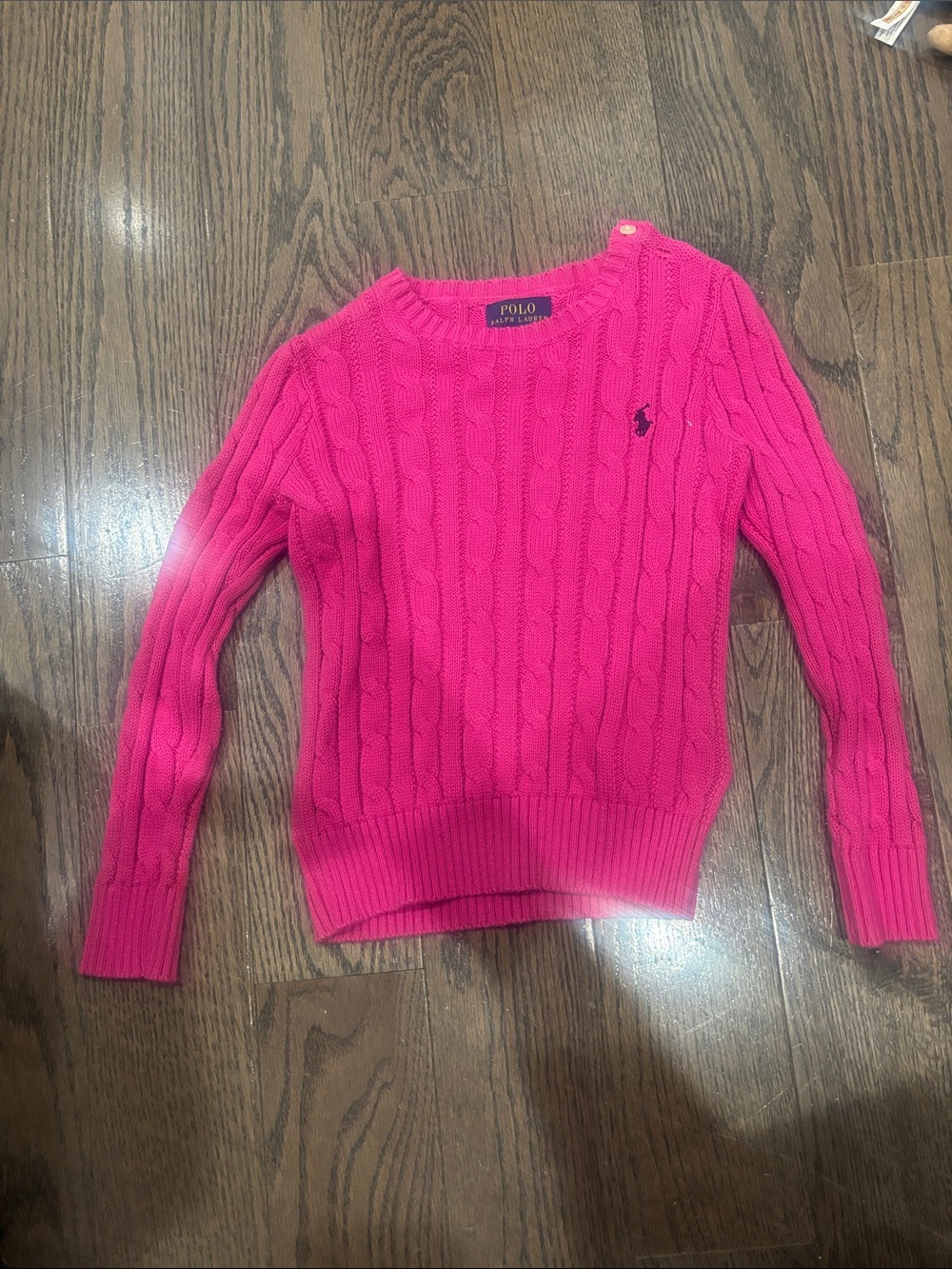 Polo by Ralph Lauren Hot Pink Cable Knit Crewneck Sweater